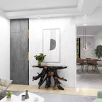 Console en teck contemporaine couleur or – Olivia & May : Table d'entrée robuste, aucun assemblage requis
