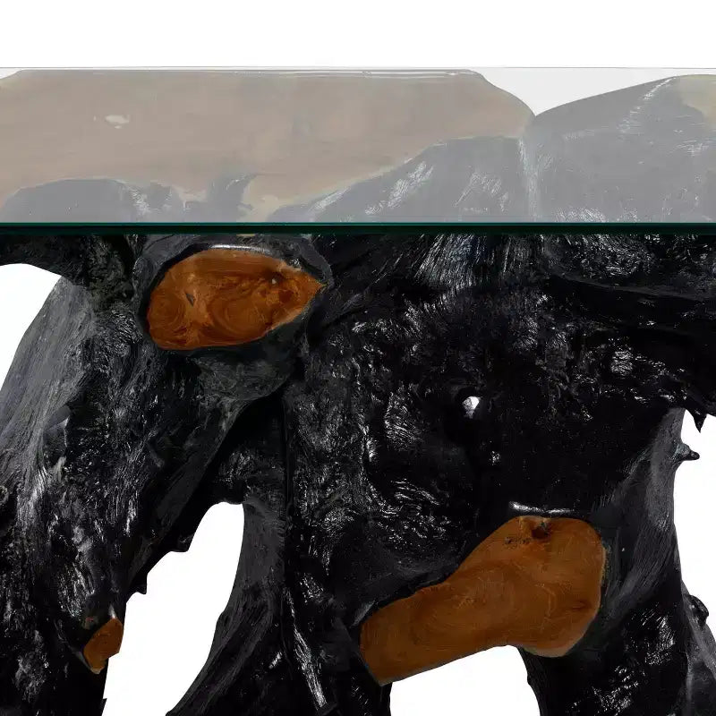 Console en teck contemporaine couleur or – Olivia & May : Table d'entrée robuste, aucun assemblage requis