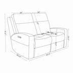 Divanetto Reclinabile Elettrico in Vera Pelle, Divanetto Reclinabile Elettrico con Contenitore, Porta di Ricarica USB per Soggiorno