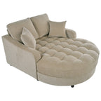 Divano Letto Chaise Longue in ciniglia, Divano Imbottito con Schienale Trapuntato e 2 Cuscini Rimovibili per Soggiorno