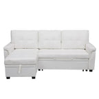 Divano componibile convertibile reversibile con letto estraibile, chaise longue con contenitore nascosto e gambe durevoli