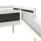 Letto a soppalco basso classico singolo CraftPorch con lavagna, scivolo e scaletta