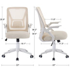 Javlergo Sedia da Ufficio Girevole a Schienale Medio con Supporto Lombare, Sedia da Scrivania Ergonomica da Computer in Rete con Braccioli