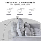 Divanetto Futon Moderno in Velluto con Schienale Reclinabile e Tasche, 2 Posti – Grigio Scuro / Grigio Chiaro / Blu / Nero