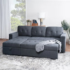 Divano componibile convertibile reversibile con letto estraibile, chaise longue con contenitore nascosto e gambe durevoli