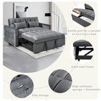 Divanetto Futon Moderno in Velluto con Schienale Reclinabile e Tasche, 2 Posti – Grigio Scuro / Grigio Chiaro / Blu / Nero