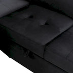 Divano sezionale a L a 5 posti con funzione letto, con pouf contenitore, vano contenitore nel bracciolo e ricarica USB per soggiorno, 84,75 pollici
