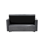 Divanetto Futon Moderno in Velluto con Schienale Reclinabile e Tasche, 2 Posti – Grigio Scuro / Grigio Chiaro / Blu / Nero