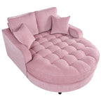 Divano Letto Chaise Longue in ciniglia, Divano Imbottito con Schienale Trapuntato e 2 Cuscini Rimovibili per Soggiorno