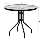 Costway Tavolo Rotondo da Esterno per Patio con Piano in Vetro Temperato 32 Pollici