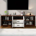 Mobile TV Moderno in Legno Bianco con Contenitore e Gestione Cavi