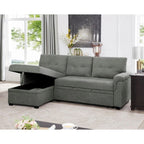 Divano sezionale reversibile con letto estraibile, chaise longue con contenitore nascosto, gambe durevoli,