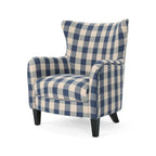 Poltrona imbottita schienale alto Modern Retro 30,25" con gambe in legno per soggiorno