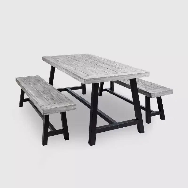 Set da pranzo da patio Carlisle 3 pezzi in legno rustico - Christopher Knight Home