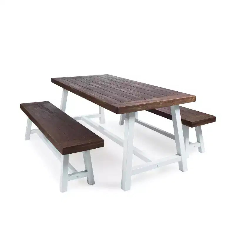 Set da pranzo da patio Carlisle 3 pezzi in legno rustico - Christopher Knight Home
