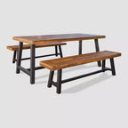 Set da pranzo da patio Carlisle 3 pezzi in legno rustico - Christopher Knight Home