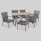 Set da pranzo 7 pezzi Monterey in acacia e vimini - Christopher Knight Home