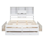 Letto a piattaforma King Size con testiera contenitore e 8 cassetti