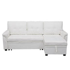 Divano componibile convertibile reversibile con letto estraibile, chaise longue con contenitore nascosto e gambe durevoli