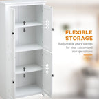 HOMCOM Mobile Dispensa da Cucina Autoportante a 4 Ante, Armadietto Contenitore con 4 Ripiani Regolabili, Bianco
