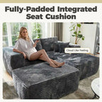 Divano componibile moderno HOOOWOOO in peluche a L con pouf rimovibile
