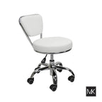 Sgabello basso Dayton con schienale regolabile da 13 a 15, rotelle, bianco - N/A