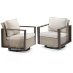 Cozywor Set 2 Sedie a Dondolo da Esterno in Rattan per Patio con Telaio in Metallo e Cuscini