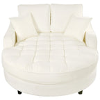 Divano Letto Chaise Longue in ciniglia, Divano Imbottito con Schienale Trapuntato e 2 Cuscini Rimovibili per Soggiorno