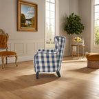 Poltrona imbottita schienale alto Modern Retro 30,25" con gambe in legno per soggiorno