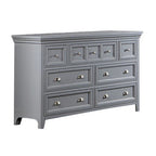 Cassettiera Cile da 56 pollici, 7 cassetti scorrevoli, legno grigio, maniglie rotonde in nichel