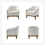 Poltrona a botte Augus Modern Boucle con gambe in legno massello di HULALA HOME