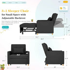 AECOJOY Poltrona Letto 3 in 1 con Cuscino e Schienale Convertibile