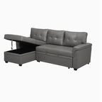 Divano componibile convertibile reversibile con letto estraibile, chaise longue con contenitore nascosto e gambe durevoli