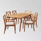 Set da pranzo da esterno Mesa 7 pezzi in legno di acacia - Christopher Knight Home