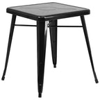 Flash Furniture Set Tavolo Quadrato in Metallo per Interni ed Esterni, Grado Commerciale, 23.75, con 2 Sedie Impilabili