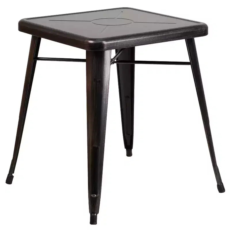 Flash Furniture Set Tavolo Quadrato in Metallo per Interni ed Esterni, Grado Commerciale, 23.75, con 2 Sedie Impilabili