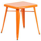 Flash Furniture Set Tavolo Quadrato in Metallo per Interni ed Esterni, Grado Commerciale, 23.75, con 2 Sedie Impilabili