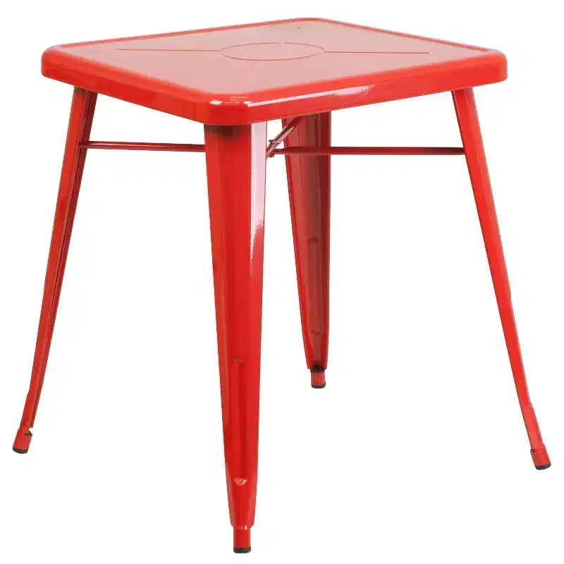 Flash Furniture Set Tavolo Quadrato in Metallo per Interni ed Esterni, Grado Commerciale, 23.75, con 2 Sedie Impilabili