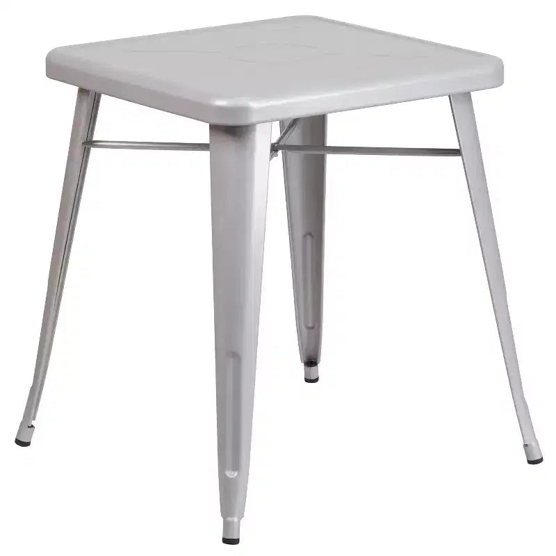 Flash Furniture Set Tavolo Quadrato in Metallo per Interni ed Esterni, Grado Commerciale, 23.75, con 2 Sedie Impilabili