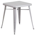 Flash Furniture Set Tavolo Quadrato in Metallo per Interni ed Esterni, Grado Commerciale, 23.75, con 2 Sedie Impilabili