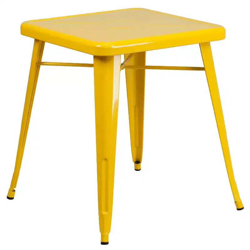 Flash Furniture Set Tavolo Quadrato in Metallo per Interni ed Esterni, Grado Commerciale, 23.75, con 2 Sedie Impilabili