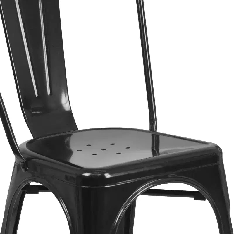 Flash Furniture Set Tavolo Quadrato in Metallo per Interni ed Esterni, Grado Commerciale, 23.75, con 2 Sedie Impilabili