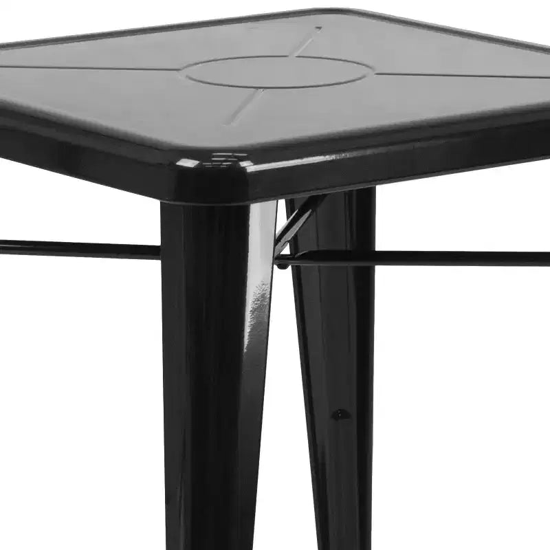Flash Furniture Set Tavolo Quadrato in Metallo per Interni ed Esterni, Grado Commerciale, 23.75, con 2 Sedie Impilabili
