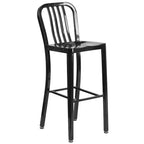 Set da tavolo da bar rotondo in metallo per interni ed esterni Flash Furniture di grado commerciale da 24 pollici con 2 sgabelli con schienale a doghe verticali