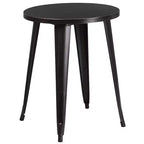 Set da tavolo Flash Furniture di livello commerciale rotondo da 24 pollici in metallo per interni ed esterni con 2 sedie con schienale a doghe verticali