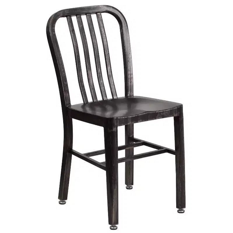 Set da tavolo Flash Furniture di livello commerciale rotondo da 24 pollici in metallo per interni ed esterni con 2 sedie con schienale a doghe verticali