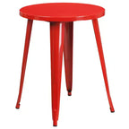 Set da tavolo Flash Furniture di livello commerciale rotondo da 24 pollici in metallo per interni ed esterni con 2 sedie con schienale a doghe verticali