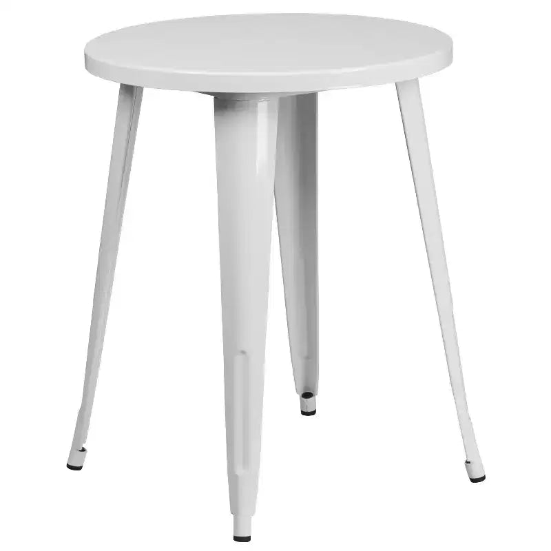 Set da tavolo Flash Furniture di livello commerciale rotondo da 24 pollici in metallo per interni ed esterni con 2 sedie con schienale a doghe verticali