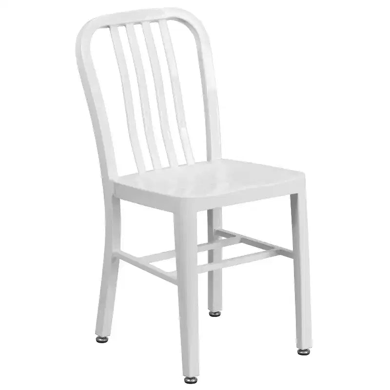 Set da tavolo Flash Furniture di livello commerciale rotondo da 24 pollici in metallo per interni ed esterni con 2 sedie con schienale a doghe verticali