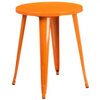 Set da tavolo Flash Furniture di livello commerciale rotondo da 24 pollici in metallo per interni ed esterni con 2 sedie con schienale a doghe verticali